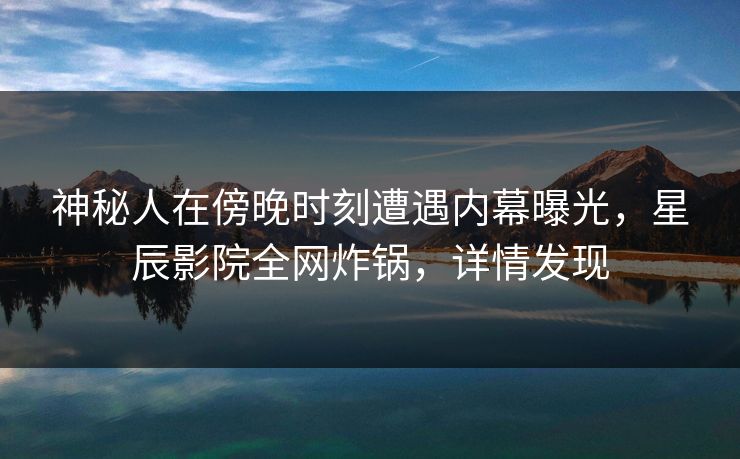 神秘人在傍晚时刻遭遇内幕曝光,星辰影院全网炸锅,详情发现