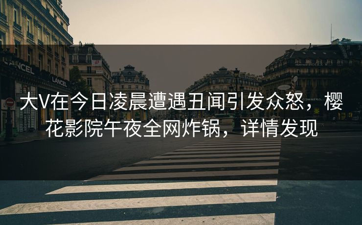 大V在今日凌晨遭遇丑闻引发众怒，樱花影院午夜全网炸锅，详情发现