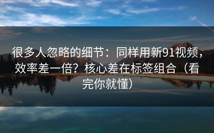 很多人忽略的细节:同样用新91视频,效率差一倍?核心差在标签组合(看完你就懂)
